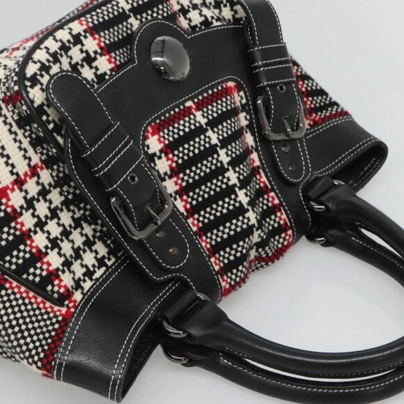 BURBERRY Nova Check Blue Label Hand Bag Wool Black - Picture 6 of 15